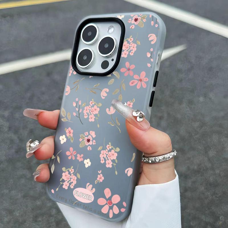 Cute Sweet Pink Floral Phone Case For iPhone 11 12 13 14 15 16 17 Pro Max XS X XR 7 8 Plus 16E 17 Air SE 2020 Candy Color Cover