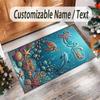 Mermaid Underwater Theme Crystal Velvet Rug Personalized Custom Name Text Soft Floor Mat Home Decor