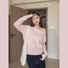 Women's Pink Off-Shoulder Knitted Top: Korean Spring 2025 Collection