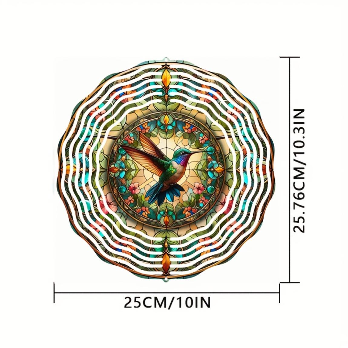 

Яркий 10-дюймовый ветряной спиннер «Колибри» – 3D кинетическая металлическая подвеска с вращением на 360°, красочный цветочный и бабочковый дизайн для сада 01A
