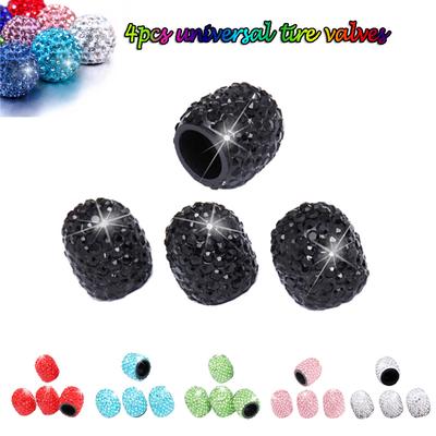 4PCS Universal Jeweled Bling Rhinestone Tire Wheel Cap Cover Car Utility