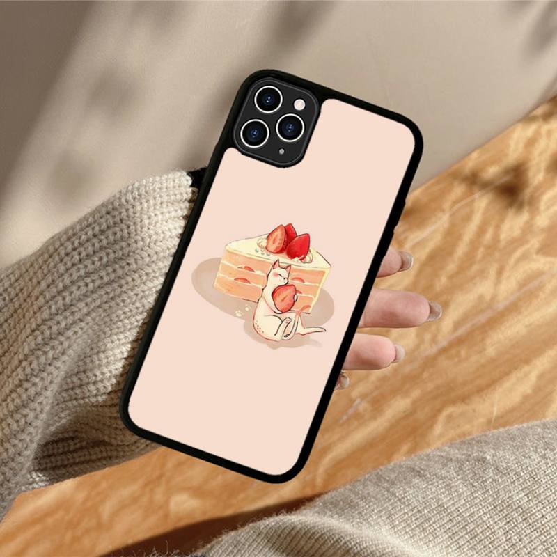 Krásný jahodový dort Pouzdro na telefon Silikonové PC+TPU Pouzdro pro iPhone 11 12 13 Pro Max 8 7 6 Plus X SE XR Tvrdé Fundas