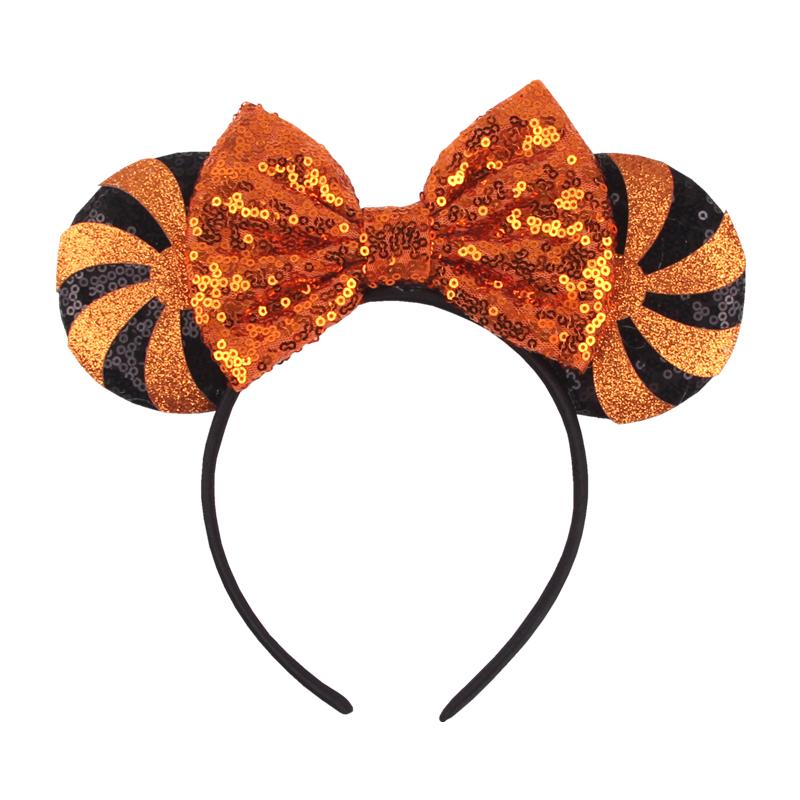 Halloween Mouse Ears Headband Sequins Bow Hairband For Women Featival Party DIY Hair Accessories Boutique