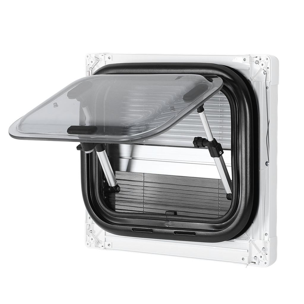 14x11.2in RV Exit Window Rounded Double Layered UV Protection Push Out Emergency Windows with Curtain for RVs Campers