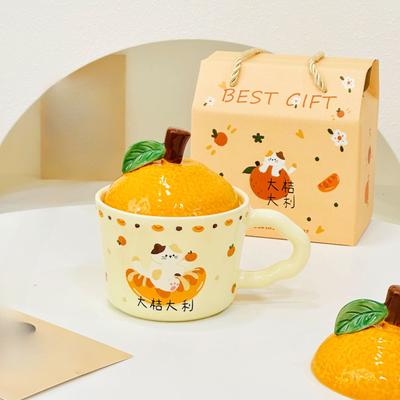 Cartoon Cat Ceramic Cup Daji Dali Water Cup with Lid Home Office Breakfast Cup Souvenir Couple Cup