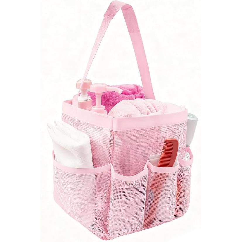 Mesh Shower Caddy Bathroom Portable College Dorm Essentials for Girls Guys Shower Tote Beach Camp Travel Hanging Toiletry Bag Black