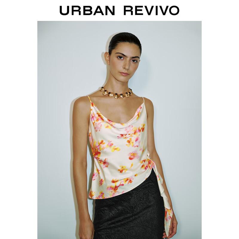 UR Women s Irregular Ribbon Floral Print Camisole M
