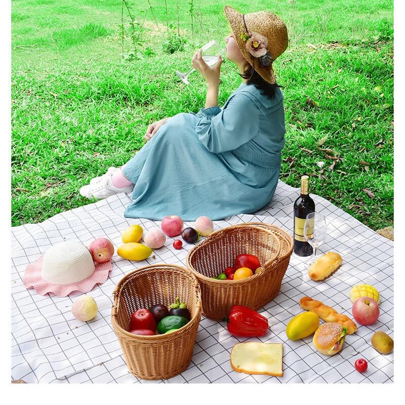 Hand-Woven Rattan Picnic & Storage Basket