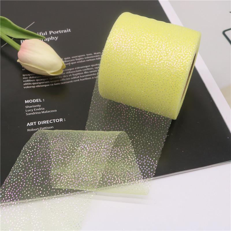 6CM/roll Holiday Ribbon Colorful Dot Mesh Fabric Glitter Ribbon For Gift Wrapping Christmas Decorations