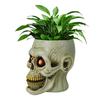 Skull Flower Pot Resin Human Skull Planter Halloween Candy Bowl Gothic Plant Pot for Succulents Home Office Desk Decoration