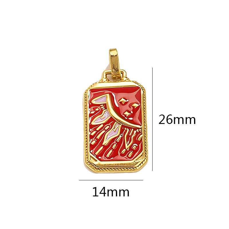mysterious Personality Tarot card charm for women Oil-Dripping Stainless Steel Gold Color Pendant DIY Making Jewelry Accessories
