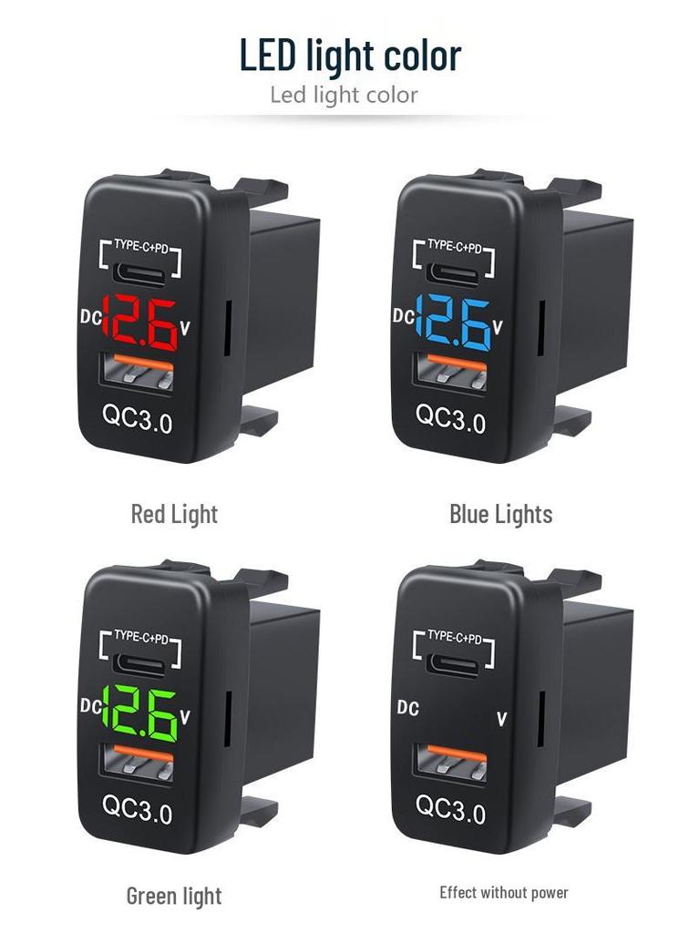 Non-Destructive Install USB QC3.0 Fast Charging Car Charger for Toyota Vehicles