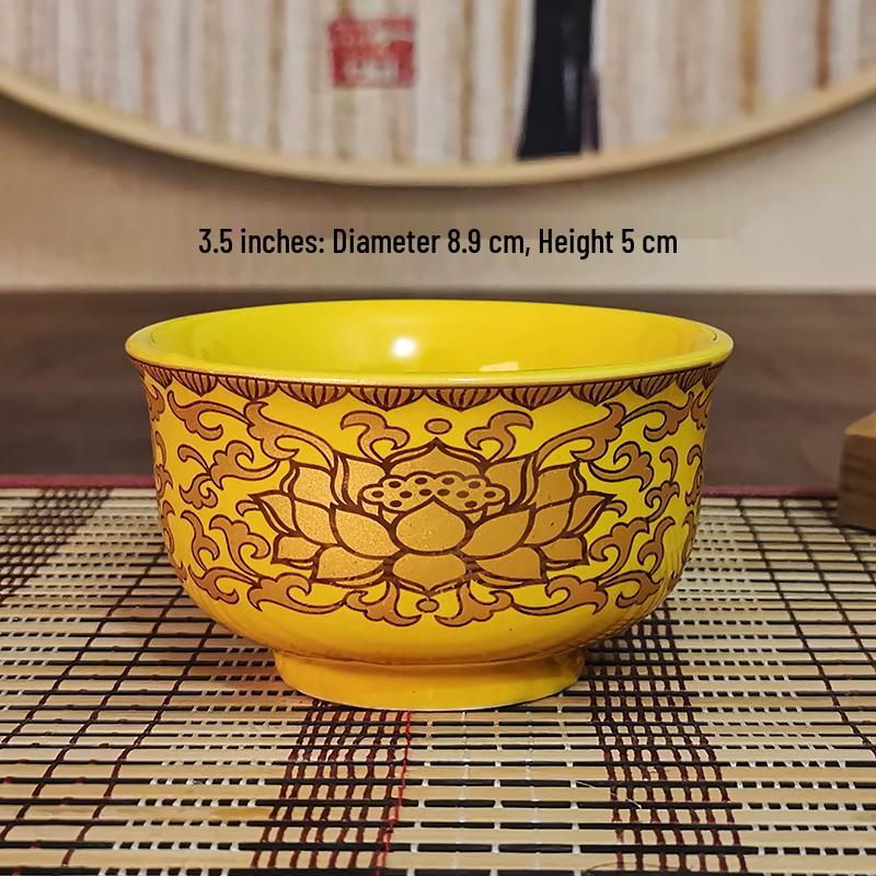 Bol d'offrande Lotus en céramique pour la salle bouddhiste - Grand et petit pour sept ou huit offrandes auspicieuses