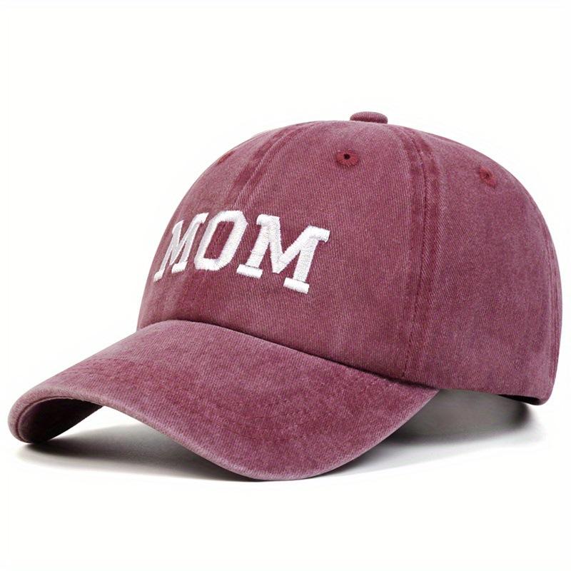 Șapcă de Baseball Spălată Brodată DAD MOM - Snapback Ajustabil, Pălărie de Cuplu Negru Maro pentru Călătorii în Aer Liber, Vacanță la Plajă, Primăvară & Vară, Pălărie de Plajă