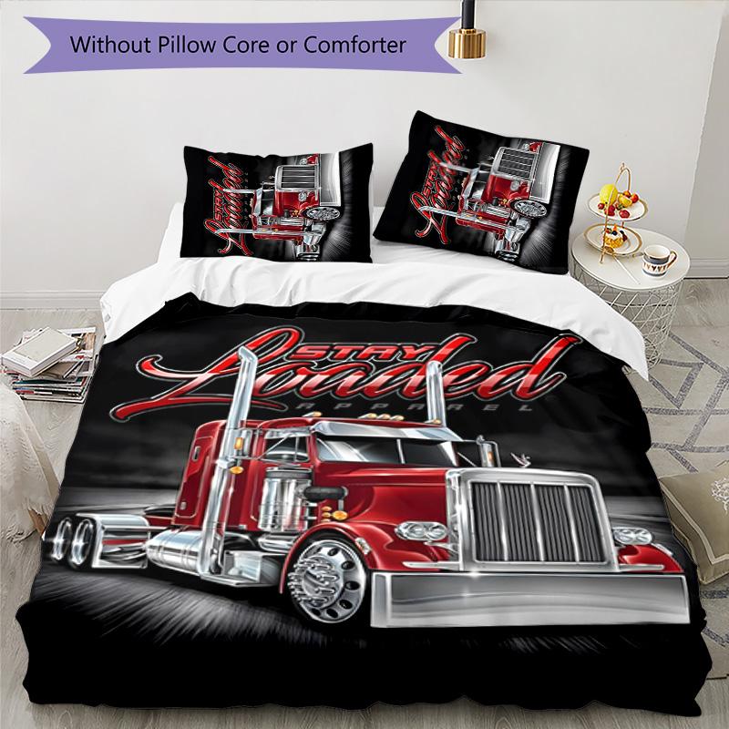Truck Driver 3pcs Bedding Set Duvet Cover Closure Includes 1 Duvet Cover & 2 Pillowcases for All Seasons Bedroom Home Dorm Decor