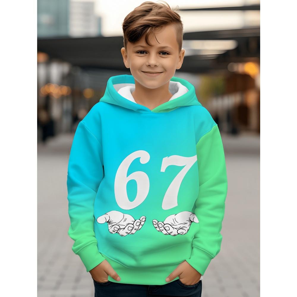 Spring Autumn Men's Clothing Funny Number 67 Creative Print Hooded Sweatshirt Casual Sports Long Sleeve Plus Size Women Hoodie Tops