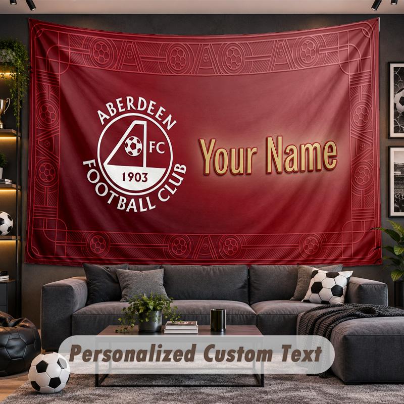 Aberdeen FC Personalized Tapestry Support Custom Name, Wall Art Home Decoration