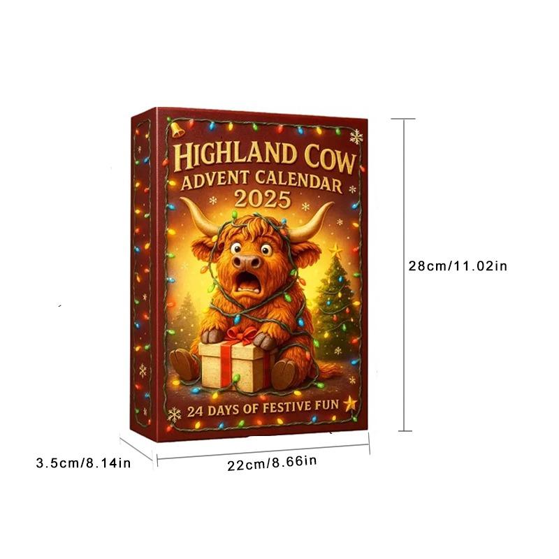 Christmas Highland Cow Advent Calendar 24 Days Christmas Countdown Calendar 3D PVC Highland Cow Ornaments Xmas Christmas Gifts
