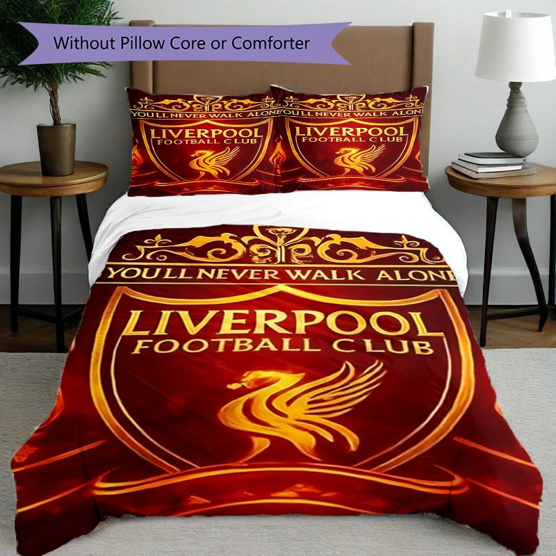 Set copripiumino 3 pezzi (1*Copripiumino + 2*Federe, Senza Nucleo),Set Biancheria da Letto con Stampa Liverpool F.C, Decorazione Camera da Letto, Per Tutte le Stagioni, Regalo di Compleanno