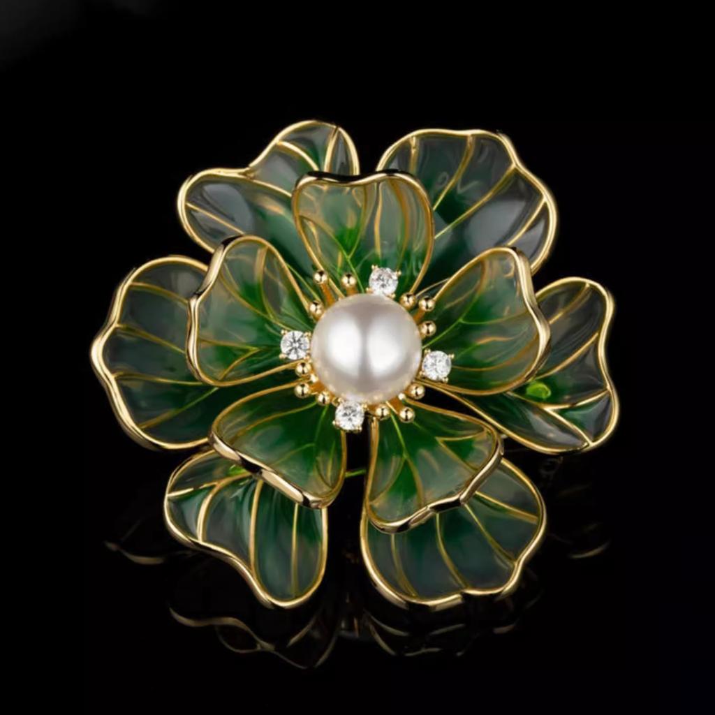 Broche pivoine en émail de style chinois, accessoires de costume haut de gamme pour femmes, épingle à manteau, épingle à col décorative, vêtements fixes