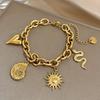 Europäische und Amerikanische Mode Goldfarben Herz Anhänger Armband, Herren und Damen Personalisierte Trendige Zirkon Accessoires