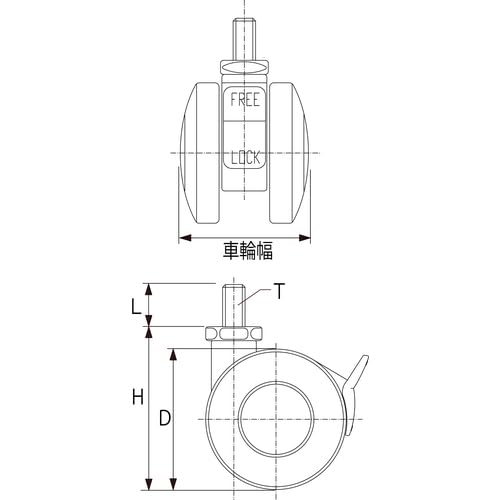 TRUSCO Screw-in Twin Wheel Caster Nylon Wheel with Swivel Stopper 40 M8 TDNS40-M8
