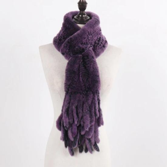 New Lady Knitted Real Rex Rabbit Fur Tassel Scarves Women Winter Warm Natural Rex Rabbit Fur Muffler Thick Knit Real Fur Scarf