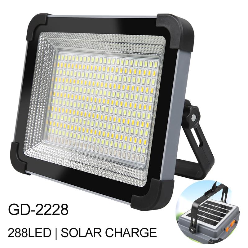 1000LM Solar-Powered Flood Light - 50W Rechargeable LED with Reflector, Waterproof for Outdoor Construction & Security Lighting