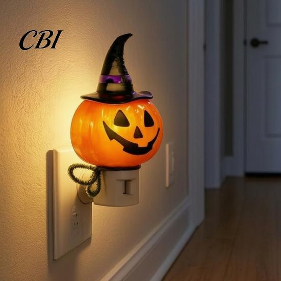 Unique Halloween Gift for Kids Resin Night Light, Ghost Pumpkin Tree Figurine, Plug-in LED Light Wall Lamp, Spooky Decorative Lighting Bedroom