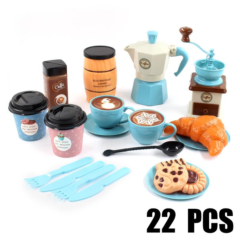 Afternoon Tea Toy Kit Gifts Pretend Playing Ideal For Boys and Girls Kids Playing House Toy Simulation Coffee Machine Cake Table Snack