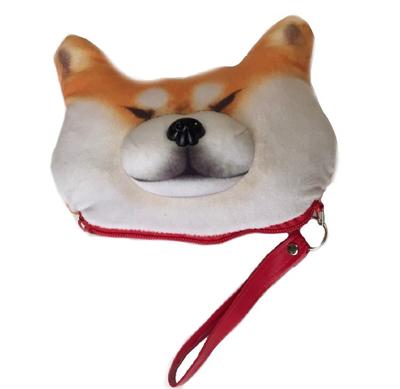 Soft and Fluffy Shiba Inu Pouch Want To Go To the with Card Case [Monshop] "Gonta Doesn't Vet"