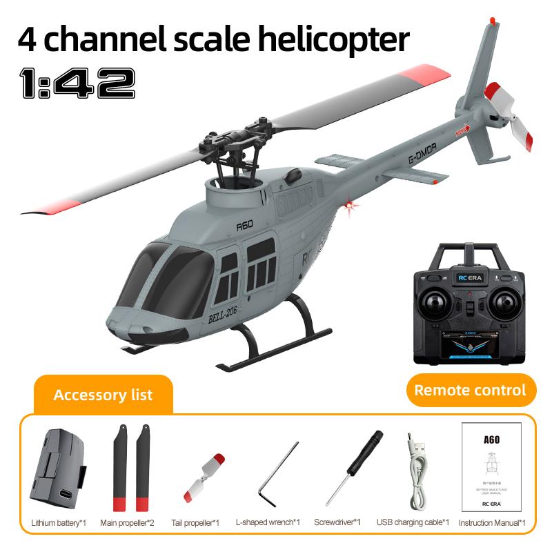 1: 42 A60 RC Helicopter Four Channel Single Blade Aileron Free  BELL206 Helicopter With Gyroscope RC Toy Children Gifts
