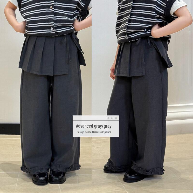 SEVEN BOBI Girls Pleated Skirt-Hem Suit Pants 150 cm