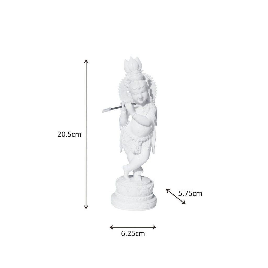 Resin Carved Krishna Playing Flute 8 Inch