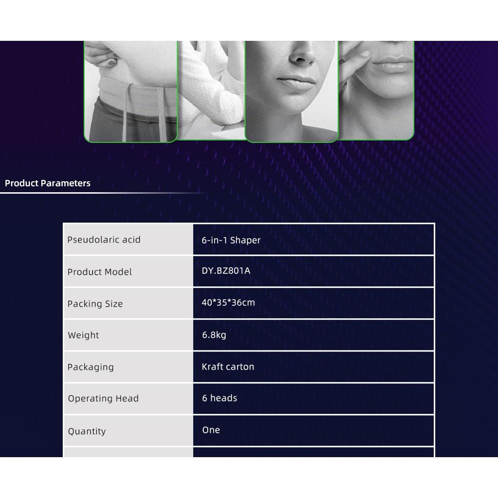 6-in-1 40kHz Cavitation 0.5MHz RF Vacuum 110V-220V Body Contouring Touchscreen Air Cooled Easy Operation