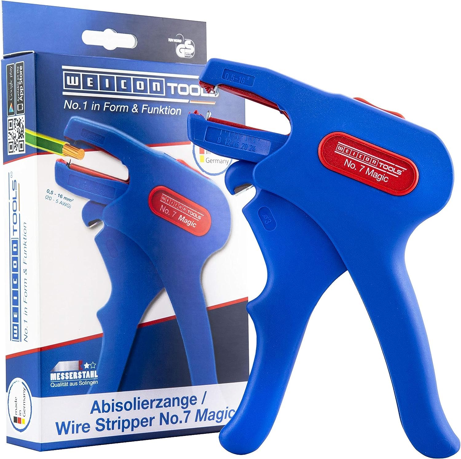 

WEICON Wire Stripper No. 7 Magic | for cable stripping and skinning | working range flexible 0,5-16,0 mm² | for many cable types | included side cutte