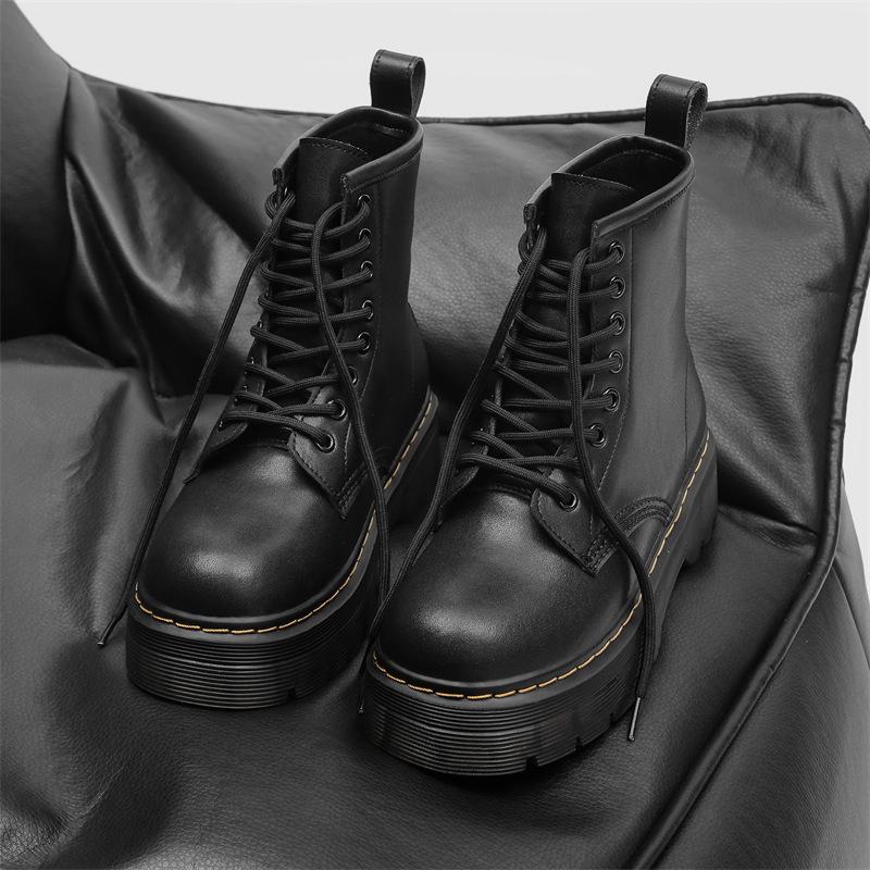 Super yuan thick-soled Martin boots women's 2025 autumn new British style short boots women's heightening soft leather versatile Internet celebrity