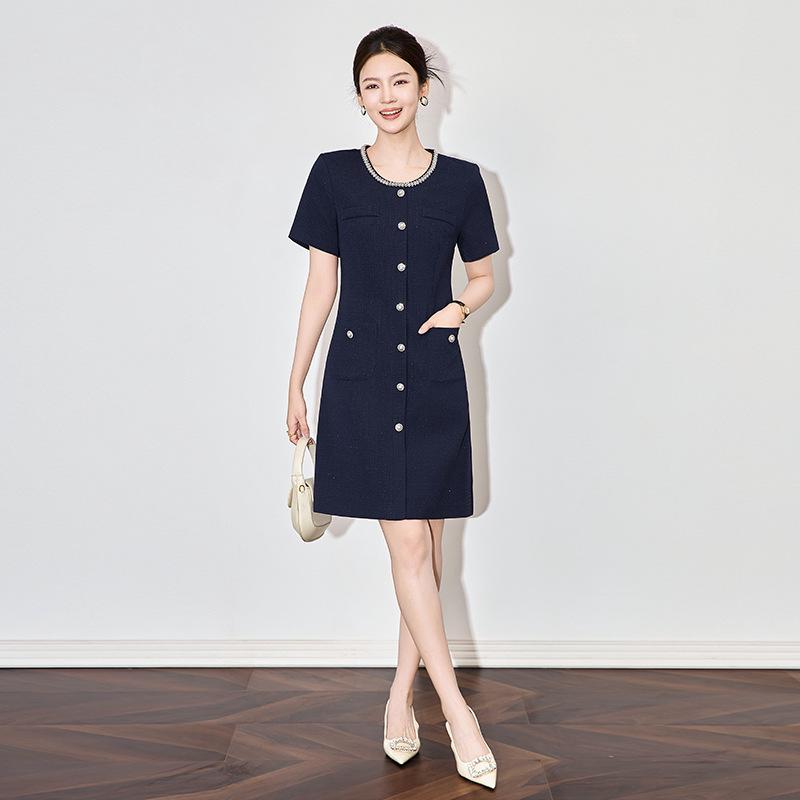 

Beaded Round Neck Little Fragrant Style Formal Women s Spring Dress XXL