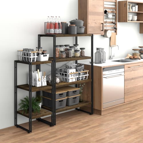 Interior Republic Open Shelf, Stylish Bookshelf/Storage Rack (Walnut, 4 Tiers/82cm Wide X 40cm Deep)