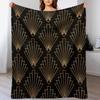 Gatsby Deco Origami Fans Vol 2 Black and Gold Throw Blanket Stylish Decor Blanket Gift for Friends Roommate