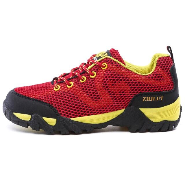 

Летняя мужская повседневная обувь, уличные сетчатые кроссовки, женские нескользящие спортивные кроссовки для бега на шнуровке, треккинговая обувь для пешего туризма, весенняя обувь для кемпинга 46 красный