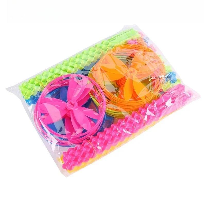 36Pcs Kids Outdoor Bamboo Dragonfly Hand Push Flying Toy Twisty Flying Saucers Assorted Colors Helicopters Plastic Sports Toy