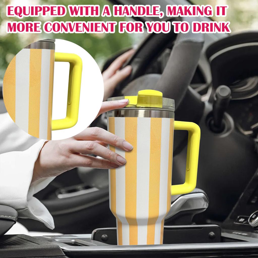 40oz Handle Car Mug Mug With Straw Car Cold Insulated Cartoon Kulo Water Cup
