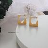 French Style Geometric Square Titanium Steel Earrings, Personalized 18K Gold Ins Accessories