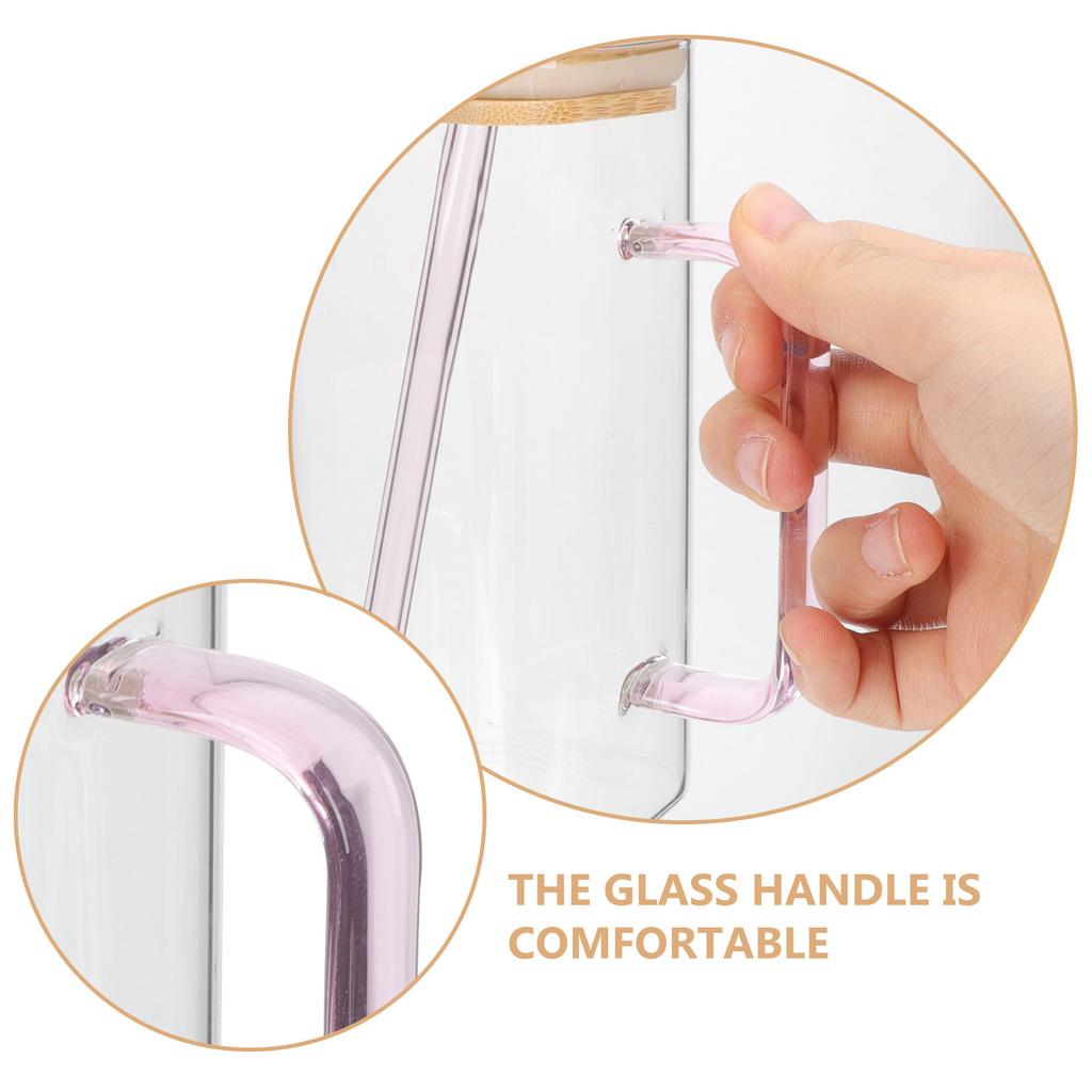 Clear Glass Cup with Handle Bamboo Lid Transparent Drinking Glass for Cold Hot Beverage Milk Water Juice Mug Beverage Juice Cup