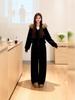 Women's Winter Red Sportswear Set with Fur Collar & Fleece Hoodie - Two-Piece Wide Leg Pants