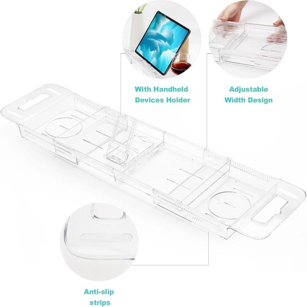 Scratchproof Mat Drain Bath Tub Shelf Anti-Slip Transparent Bathtub Table  Home