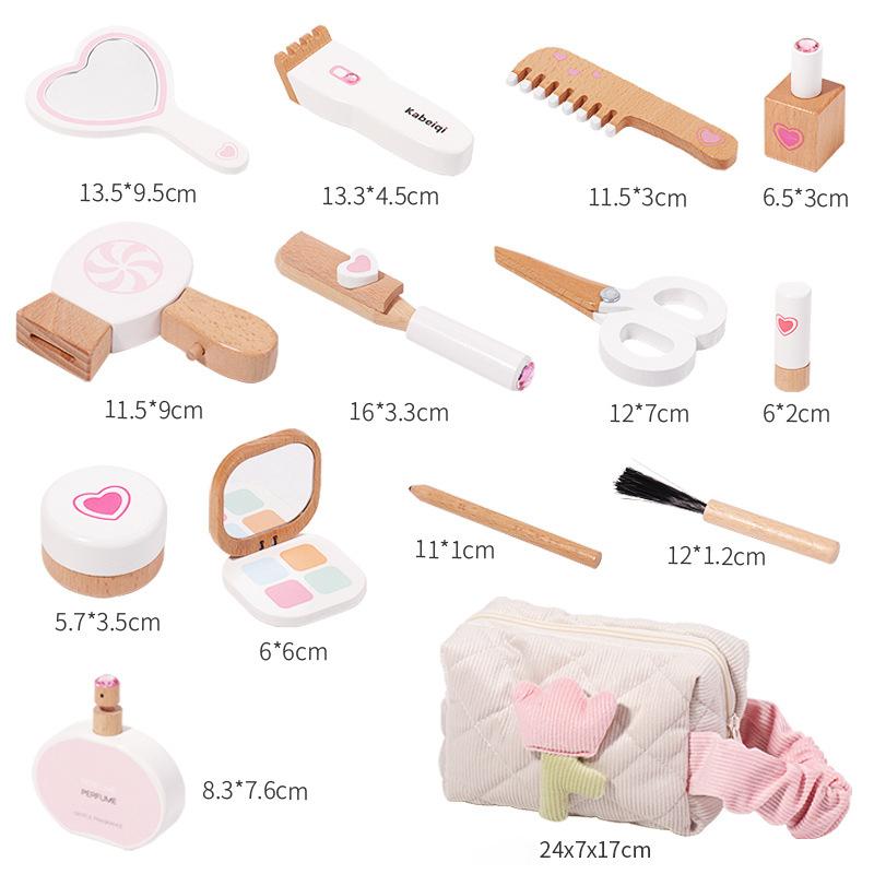 Toys For Girl Games Wooden Simulation Children'S Makeup Kit Baby Cosmetics Set Kids Wood Lipstick Stuff Beauty And Fashion Toys