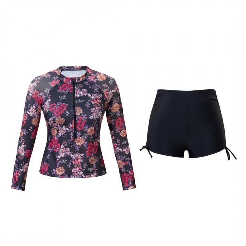 

Split Long-sleeved Swimming Suit Women s Conservative Quick-drying Floating Diving Surfsuit S