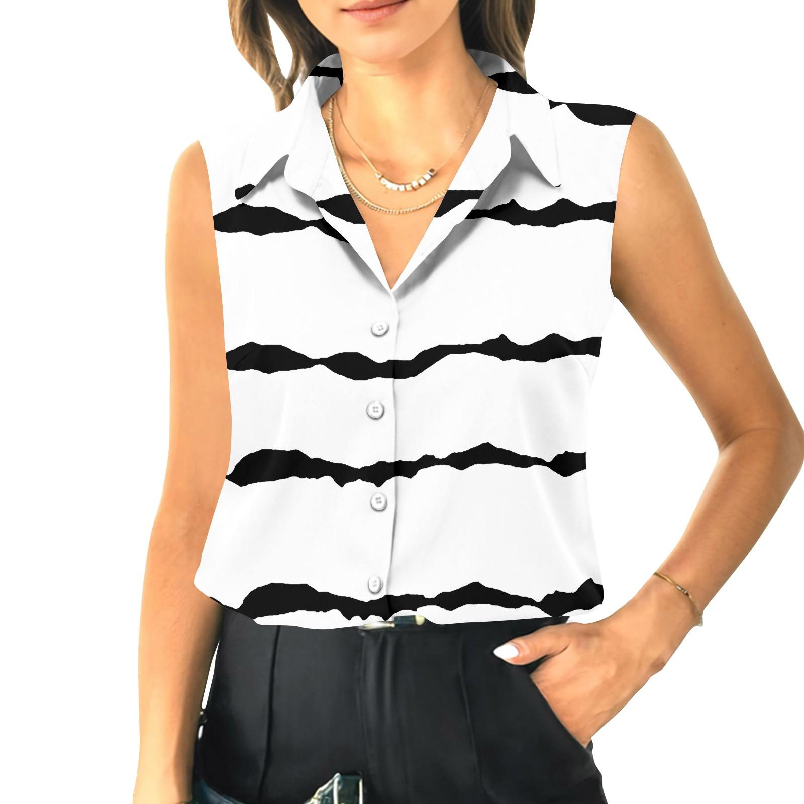 

Женский летний свободный топ без рукавов с воротником-стойкой XL белый